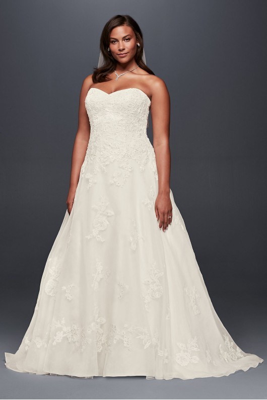 Plus Size Beaded Lace Applique Wedding Dress Jewel 4XL9WG3837