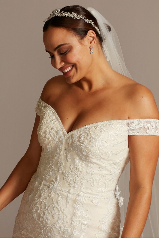 Plus Size Beaded Lace Mermaid Wedding Dress  4XL8XTCWG808