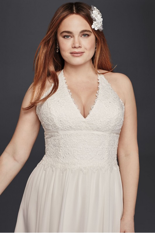 Plus Size Lace Sheath Halter Wedding Dress Galina 9WG3819