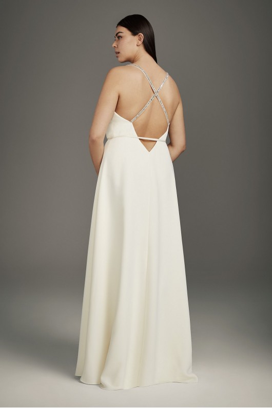 Plus Wrap Gown with Jeweled Crisscross Low Back 8VW351495