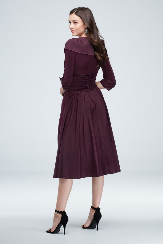 Portrait Collar and Cuff Sleeve Ruched Waist Dress Jessica Howard JHDM2599