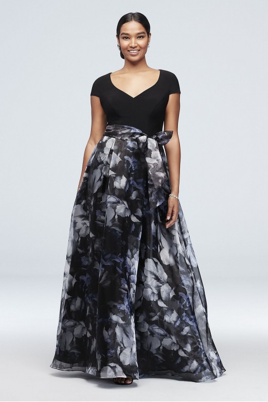 Printed Organza Ball Gown with Jersey Bodice Ignite 7141139