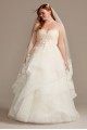 Printed Tulle Tiered Skirt Plus Size Wedding Dress  8CWG845