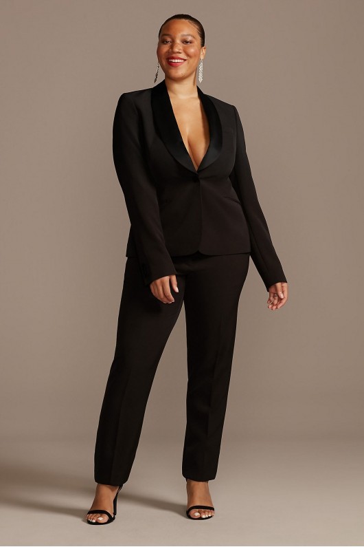 Relaxed Leg Plus Size Suit Pants with Satin Waist  Collection 9WG4002