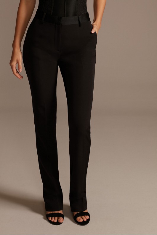 Relaxed Leg Suit Pants with Satin Waistband  WG4002