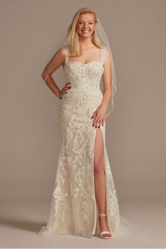 Removable Sleeves Tall Bodysuit Wedding Dress  4XLMBSWG881