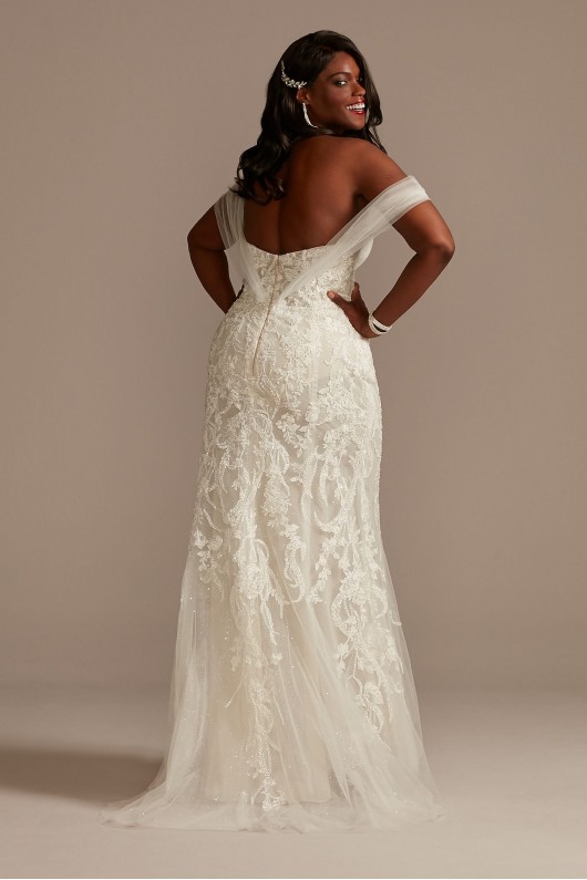 Removable Sleeves Tall Plus Bodysuit Wedding Dress  4XL9MBSWG881