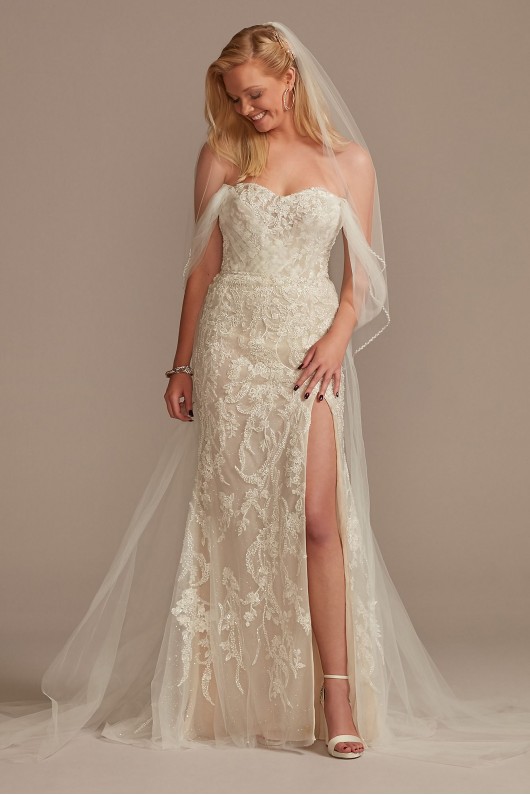 Removable Sleeves and Train Bodysuit Wedding Dress  MBSWG881