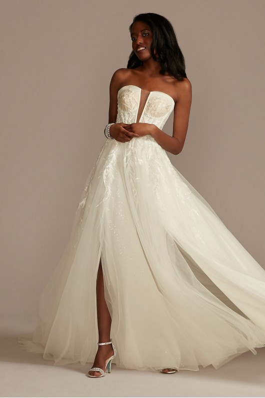 Removable Straps Tulle Petite Wedding Dress  7LSSWG898