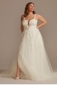 Removable Straps Tulle Plus Size Wedding Dress  9LSSWG898