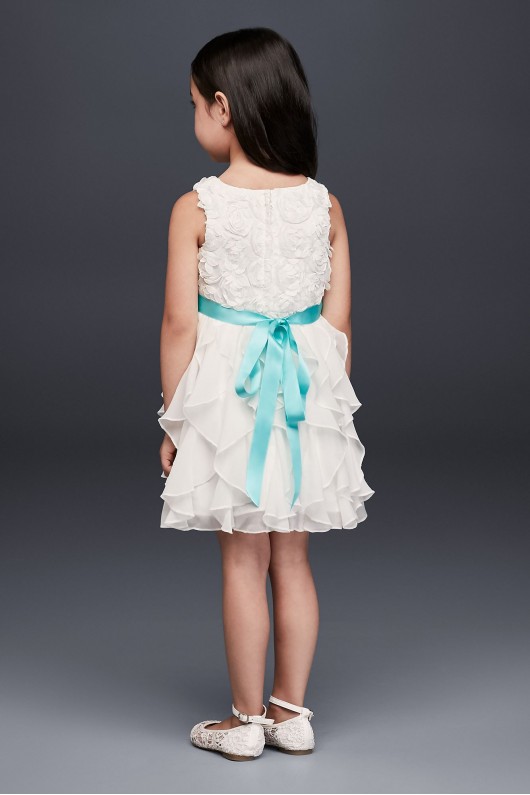 Rosette Flower Girl Dress with Ruffled Skirt  OP242