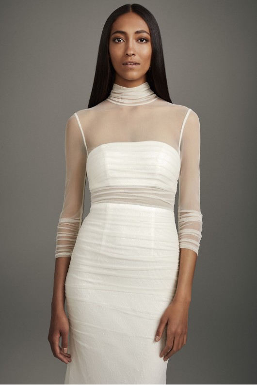 Ruched Illusion High-Neck Bandeau Sheath Gown VW351520