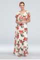Ruffled Tiers Floral Chiffon Flutter Sleeve Gown Ignite 9171433
