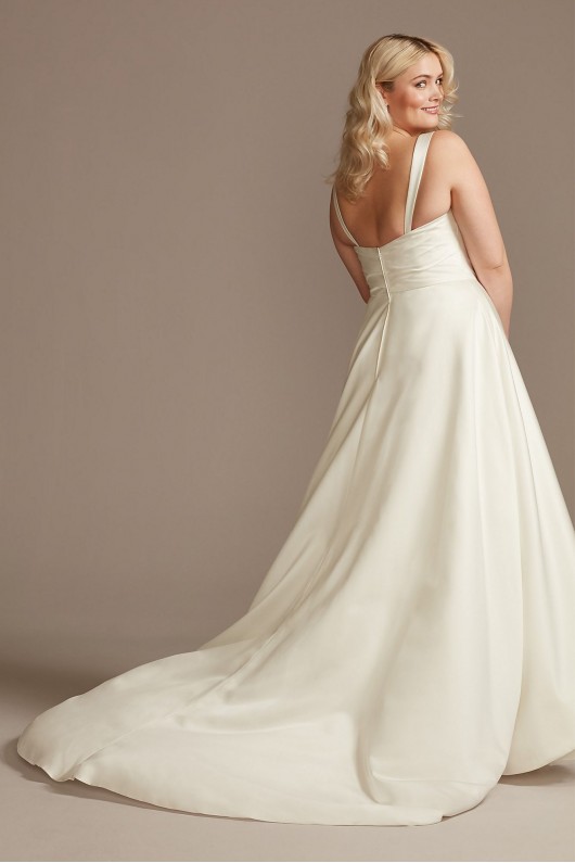Satin Asymmetric Tulle Hem Plus Size Wedding Dress  9WG4006