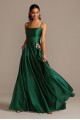 Satin Double Strap Gown with Floral Pockets Blondie Nites 2129BN
