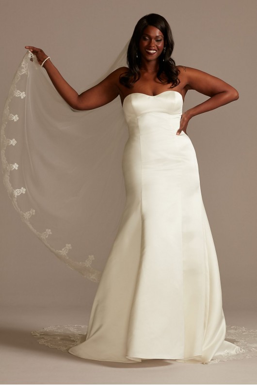 Satin Plus Size Wedding Dress with Cathedral Train  8CWG896
