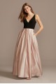 Satin Skirt Plunging-V Ball Gown with Pockets Blondie Nites 2004BN