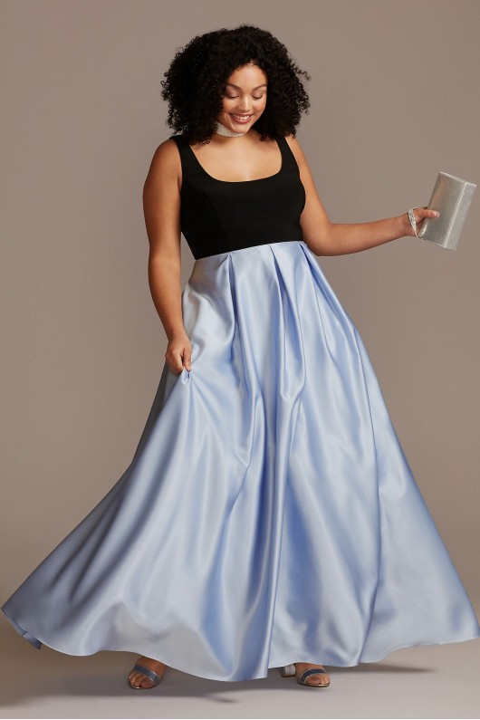 Satin Skirt Plus Size Gown with Illusion Sides Blondie Nites 2176BNW