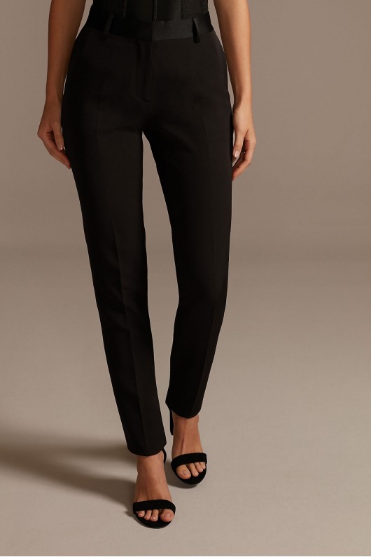 Satin Waistband Fitted Suit Pants  WG4001