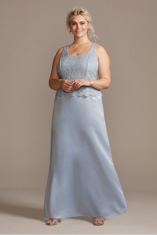 Scalloped Glitter Lace Satin Skirt Plus Size Dress Alex Evenings 84122326