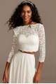 Scalloped Lace 3/4 Sleeve Wedding Separates Top DB Studio DS150847
