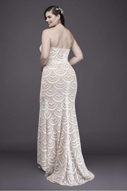 Scalloped Lace Split-Front Plus Size Wedding Dress Galina 9WG3948