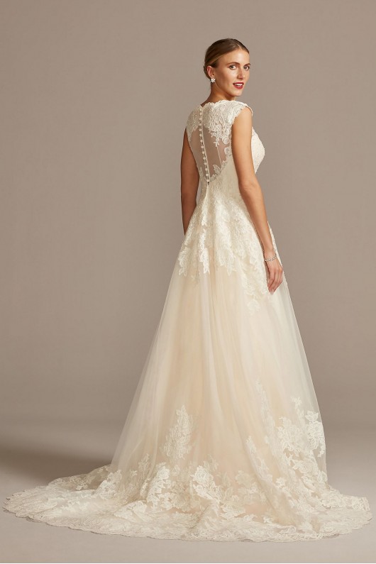Scalloped V-Neck Lace and Tulle Wedding Dress  Collection WG3850