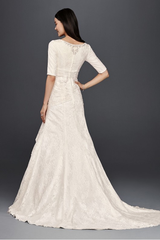 Scoop Neck Beaded Wedding Dress with 3/4 Sleeves  Collection 4XLSLYP3344