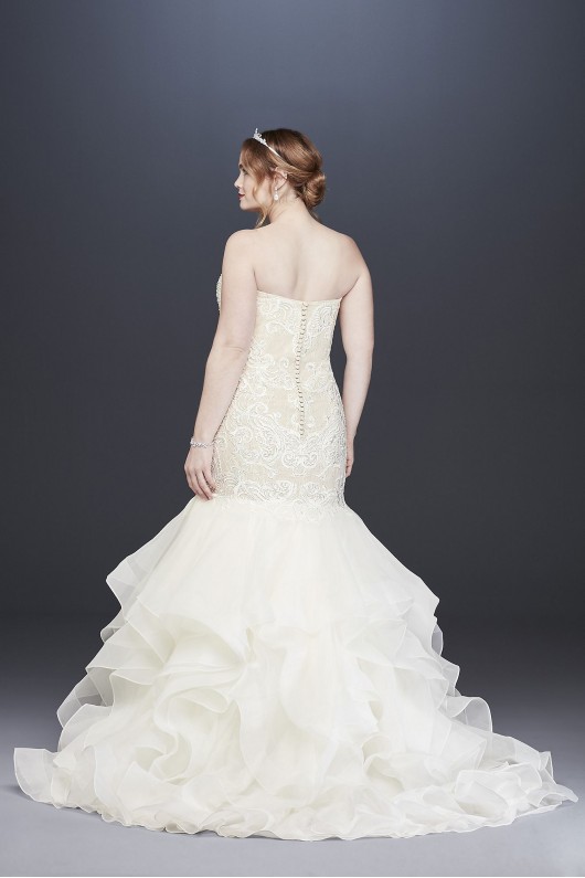 Scroll Lace Trumpet Plus Size Wedding Dress  8CWG769