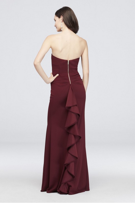 Scuba Crepe Asymmetrical Dress with Back Ruffle Betsy and Adam A20993