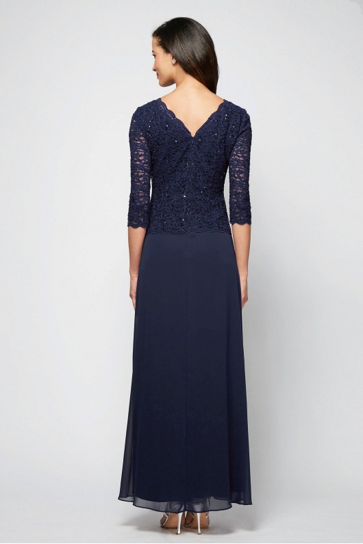 Sequin Lace Boatneck Petite Gown with V-Back Alex Evenings 212318