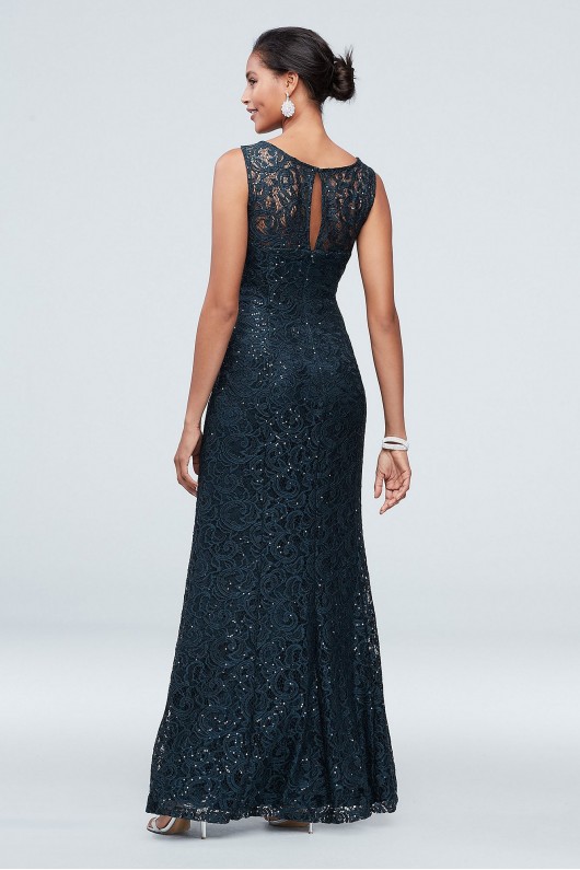Sequin Lace Illusion Gown with Embellished Capelet Ignite 7119181