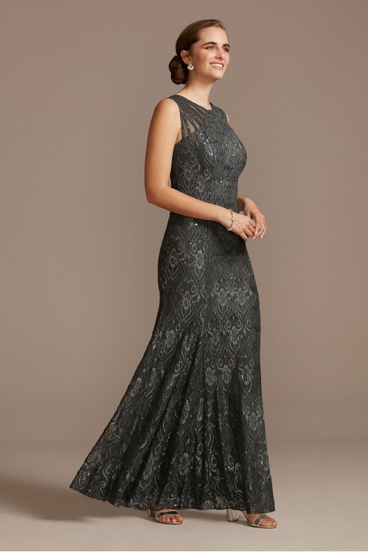 Sequin Lace Mermaid Dress with Illusion Detail  3198