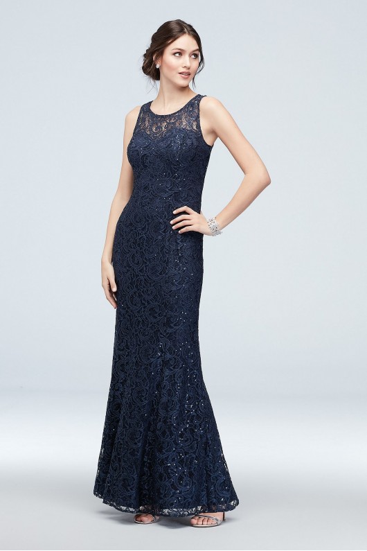 Sequin Lace Tank Dress with Flutter Sleeve Capelet Ignite 7119167
