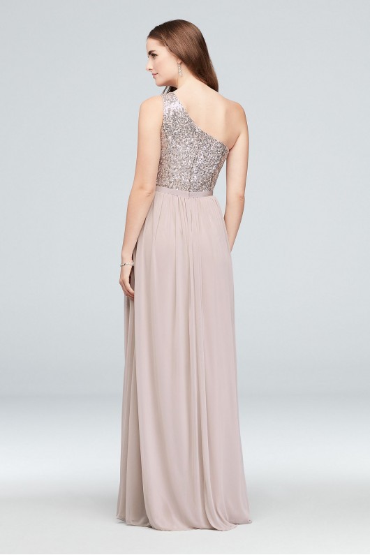 Sequin and Mesh One-Shoulder Bridesmaid Dress  F17063S