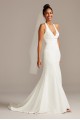 Sheer Back Tall Wedding Dress with Lace Train  4XLWG3989