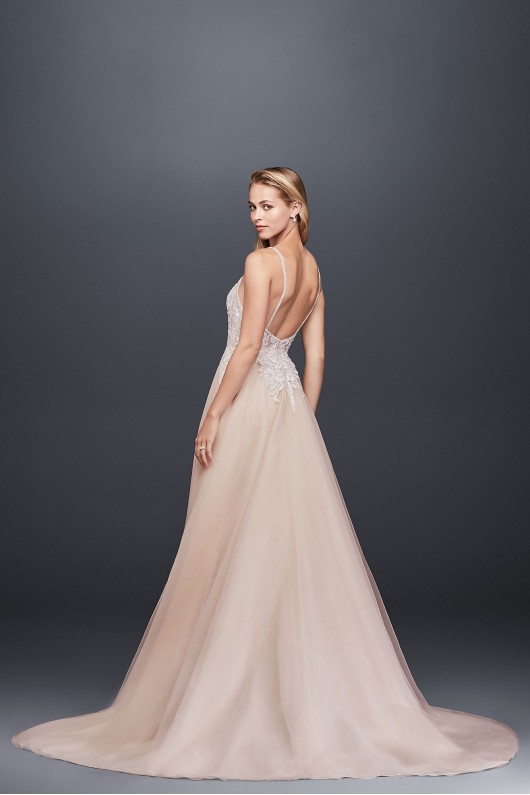 Sheer Beaded Bodice A-Line Organza Wedding Dress  4XLSWG784
