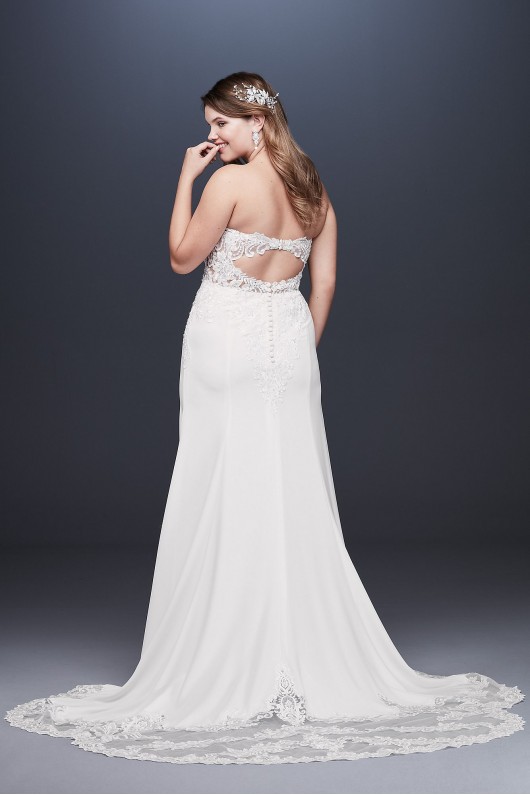 Sheer Beaded Bodice Lace Plus Size Wedding Dress  9SV830