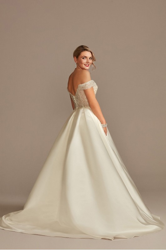 Sheer Beaded Bodice Off the Shoulder Wedding Dress  CWG890