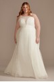 Sheer High Neck Lace Godet Tall Plus Wedding Dress DB Studio 4XL9WG4021