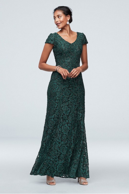 Shimmer Corded Lace Cap Sleeve Gown Alex Evenings 81122323