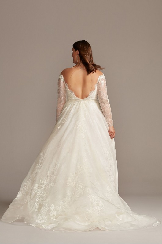 Shimmer Lace Applique Plus Size Wedding Dress  8CWG853