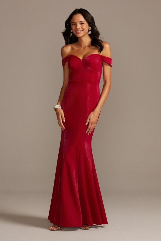 Shiny Off the Shoulder Mermaid Gown with Bow Back  WBMTM19001