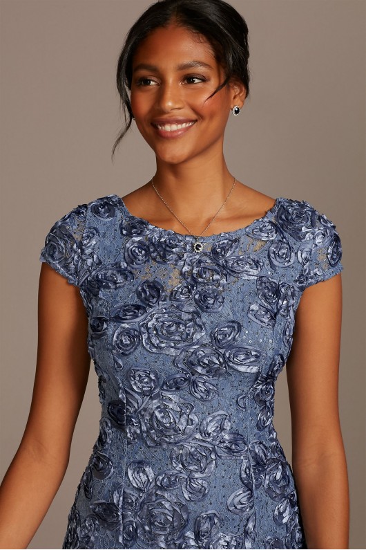 Short A-Line Applique Dress with Cap Sleeves Alex Evenings 1121570