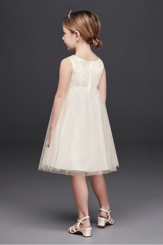 Short Appliqued Tulle A-Line Flower Girl Dress  WG1388