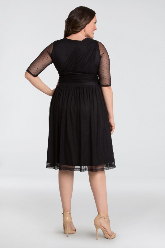 Short Dotted Stretch Mesh A-Line Plus Size Dress Kiyonna 12183602