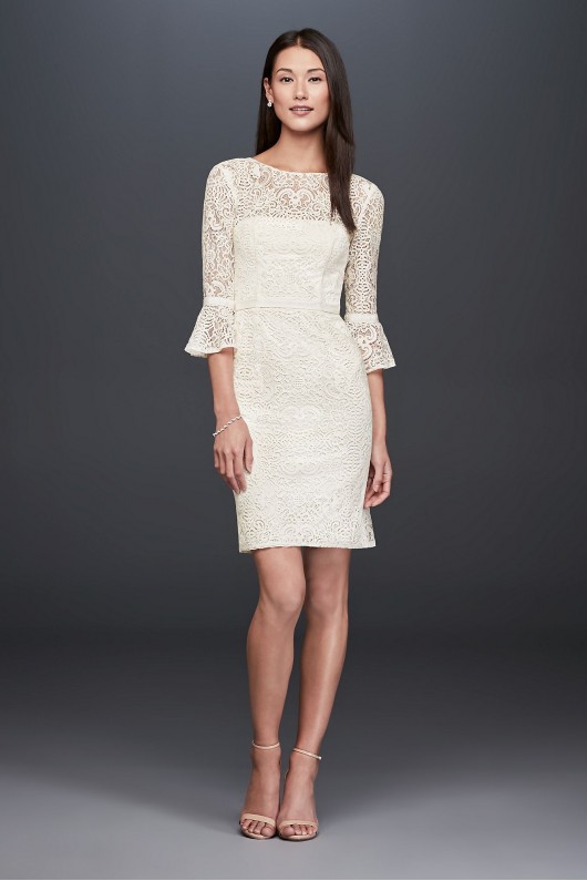 Short Illusion Lace Dress with 3/4 Bell Sleeves DB Studio SDWG0618