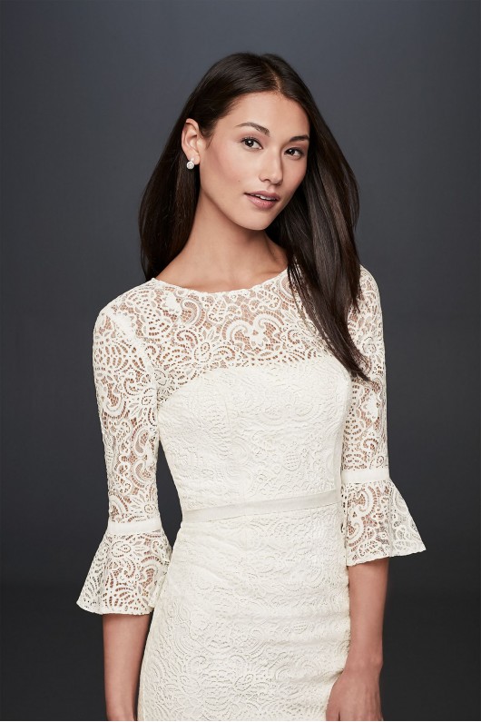 Short Illusion Lace Dress with 3/4 Bell Sleeves DB Studio SDWG0618
