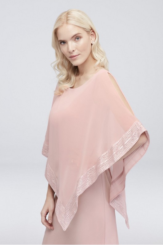 Short Jersey Cape Dress with Pleated Trim SL Fashions SL111176