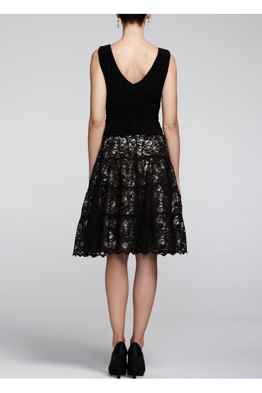 Short Jersey Dress with Full Lace Skirt SLNY 117301
